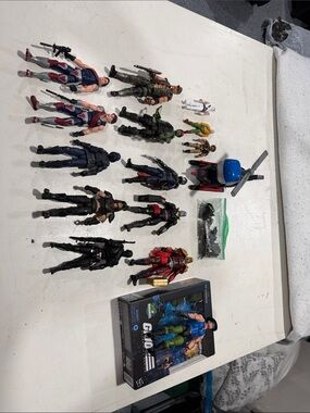 Hasbro Action Figure Lot with Red, Blue, Black, Green, White, Brown Figures